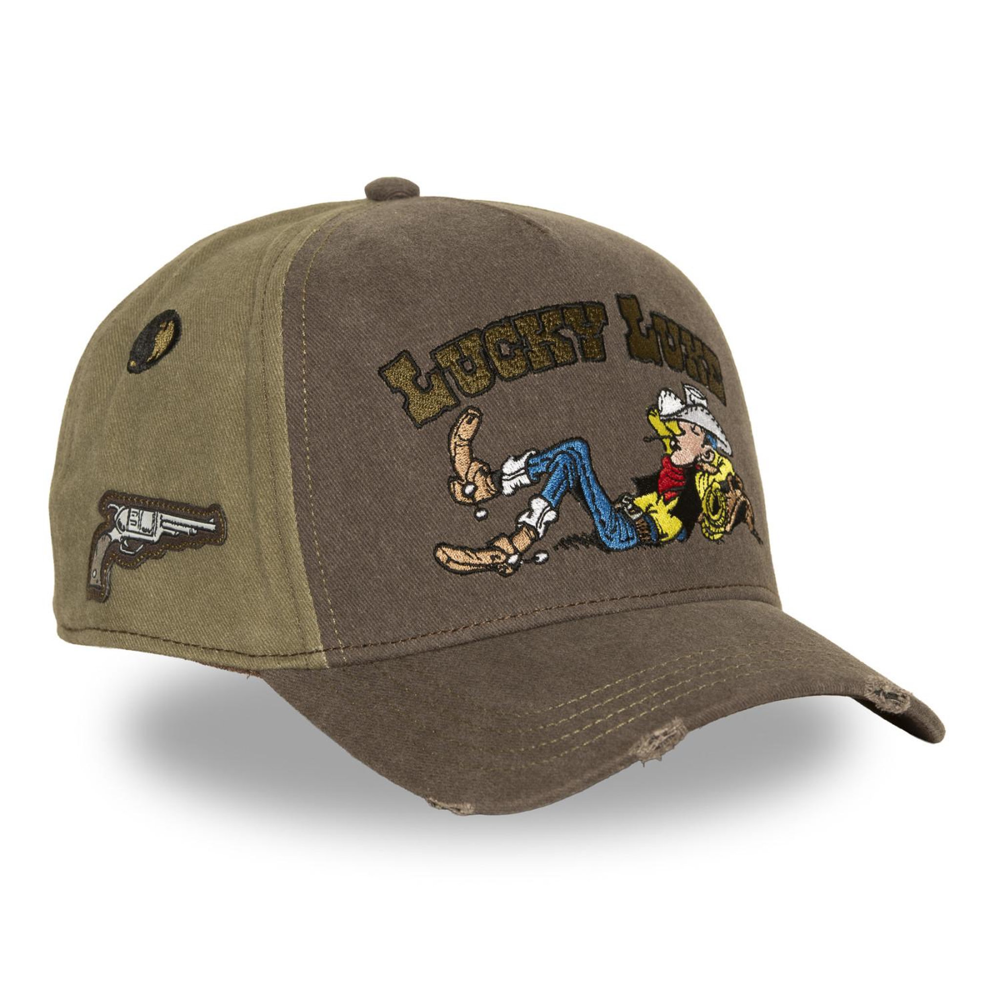 Voir la diapositive 4 : CAPSLAB Casquette trucker premium effet usé Lucky Luke Lucky