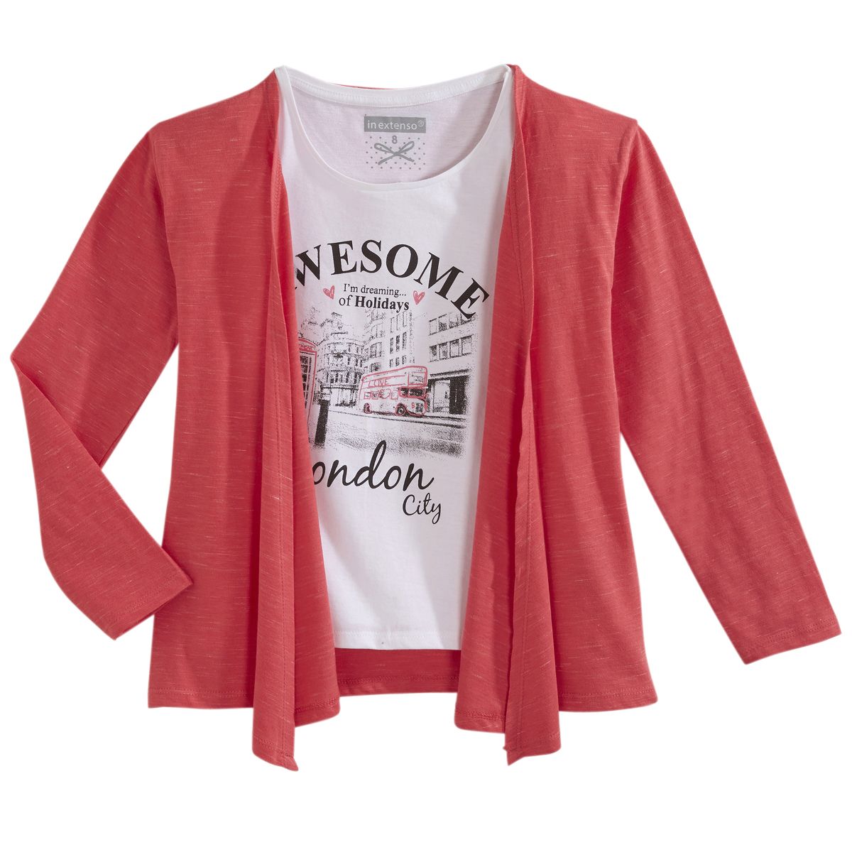 IN EXTENSO Ensemble gilet + tee shirt manches courtes fille