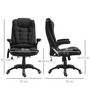 Voir la diapositive 3 : HOMCOM Fauteuil de bureau direction massant chauffant hauteur réglable dossier inclinable toile de lin noir
