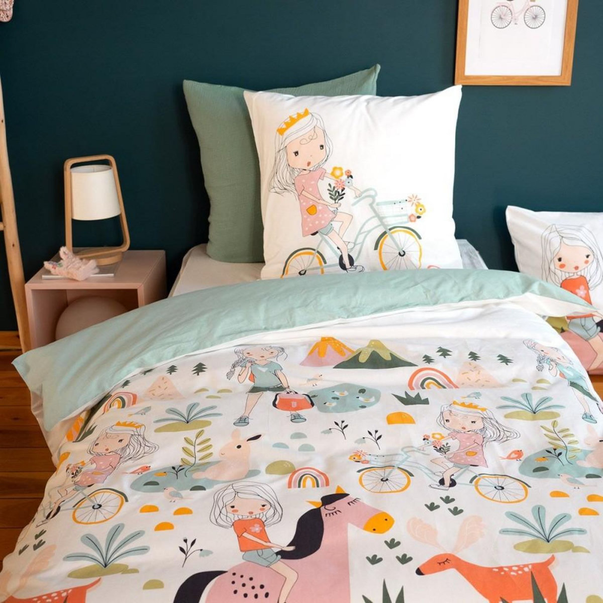 COTE DECO Housse de couette 140x200 + 1 taie Tess rando coton 57 fils