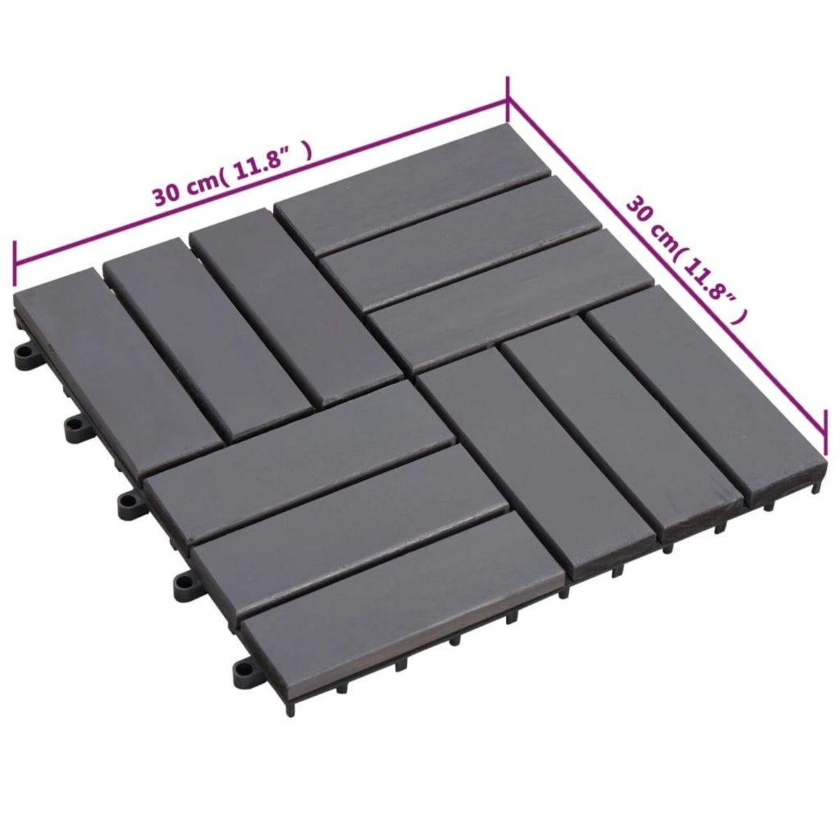 VIDAXL Carreaux de terrasse 10pcs Delavage gris 30x30 cm Acacia solide