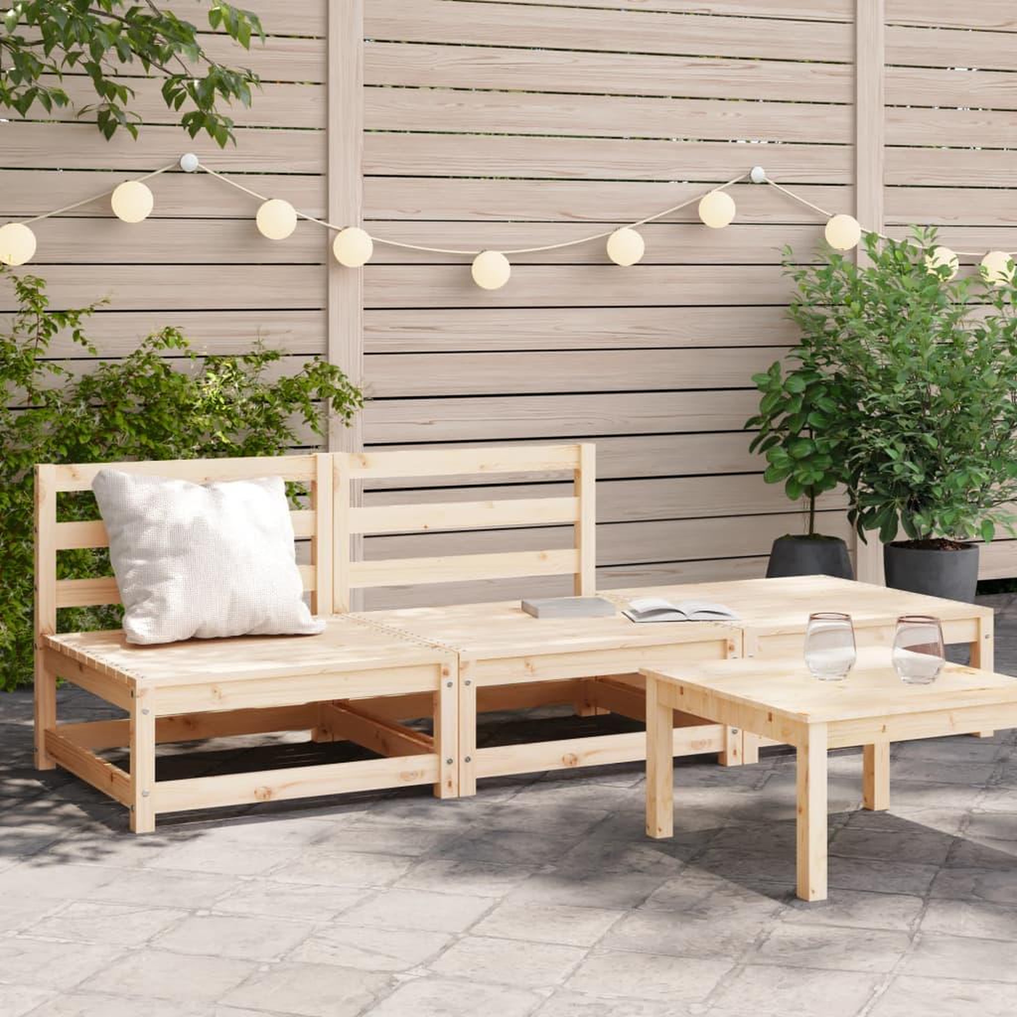 VIDAXL Canape de jardin sans accoudoirs repose-pieds bois pin massif
