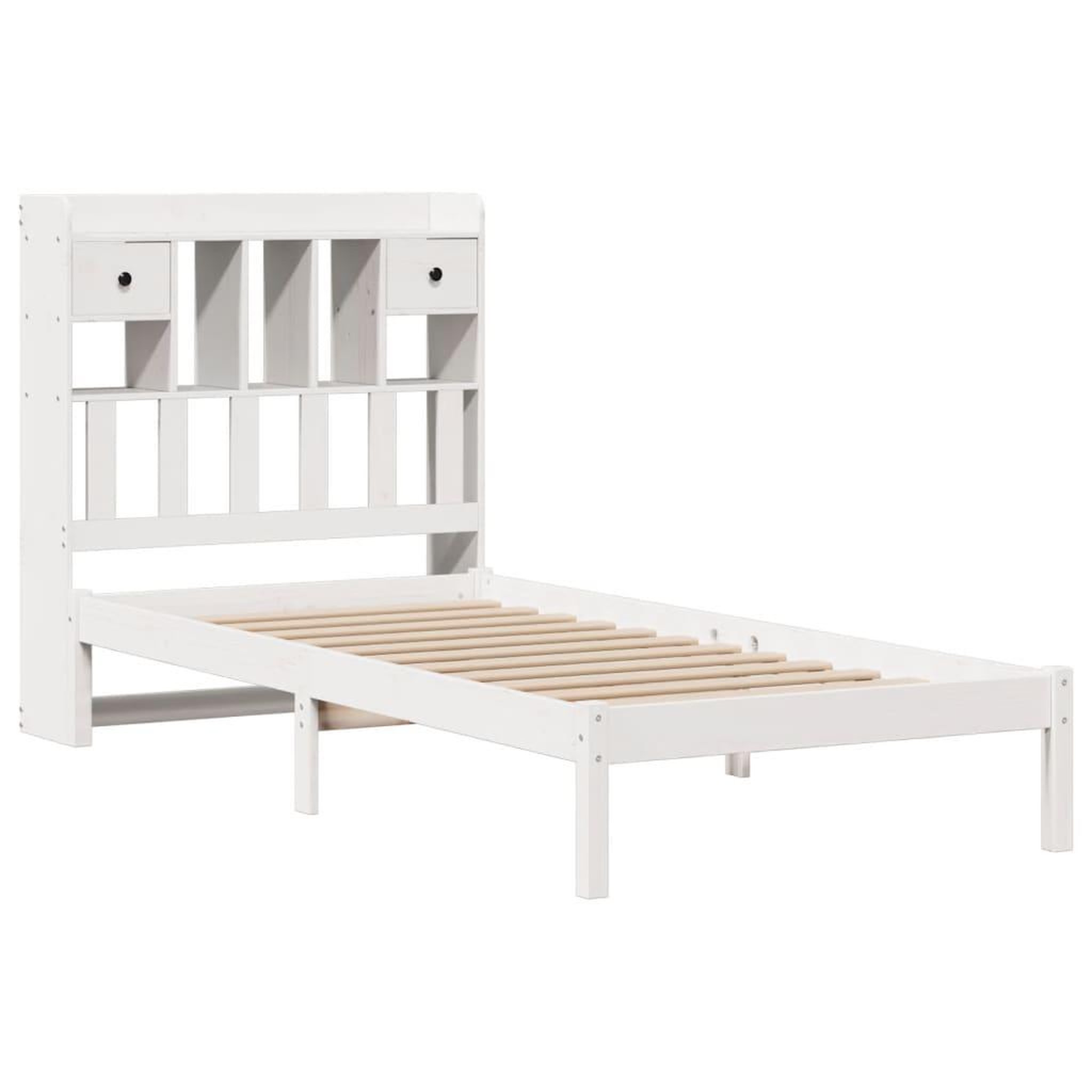 Voir la diapositive 3 : VIDAXL Lit bibliotheque sans matelas blanc 75x190cm bois de pin massif