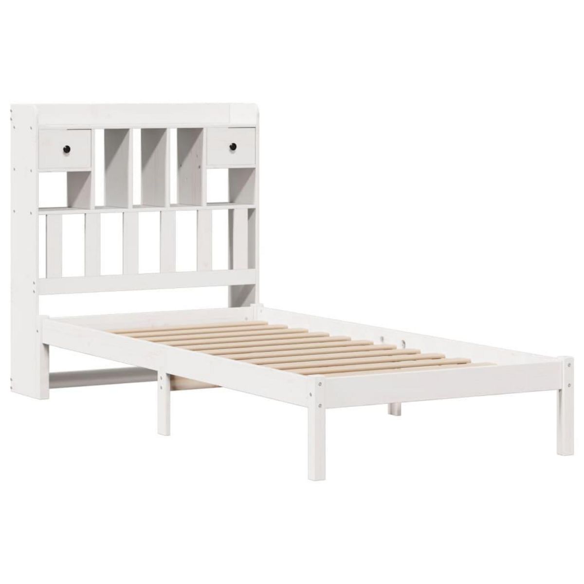 VIDAXL Lit bibliotheque sans matelas blanc 75x190cm bois de pin massif