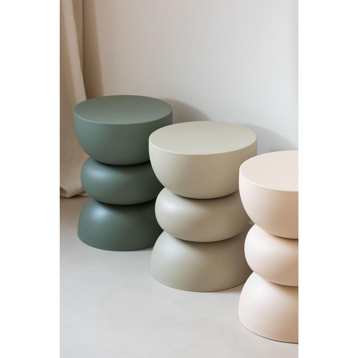 Paris Prix Table d'Appoint Design en Métal  Lise  43cm Beige
