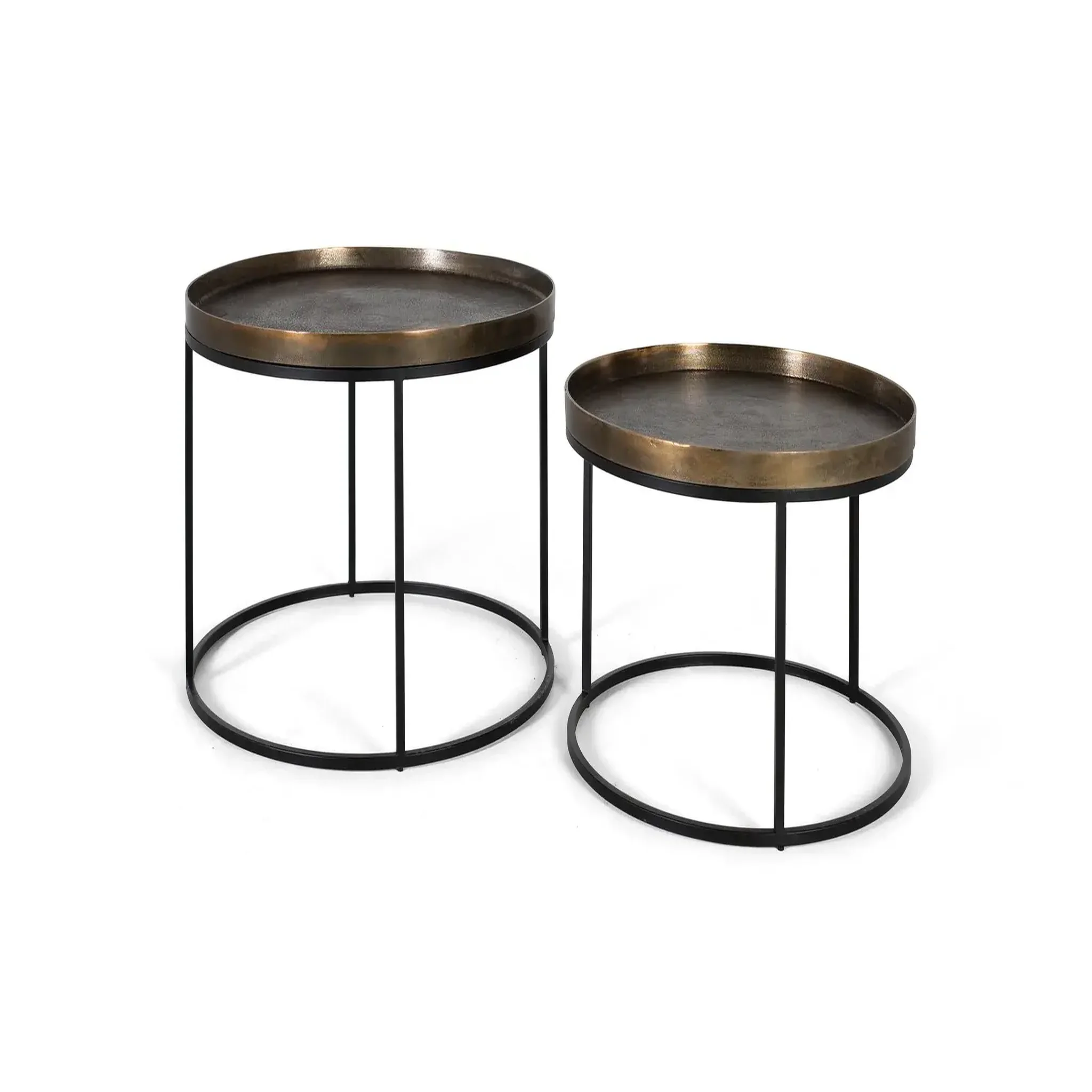 GINER Y COLOMER SL Lot de 2 tables basses de aluminium grande table : 75 cm, petite table : 65 cm style industriel