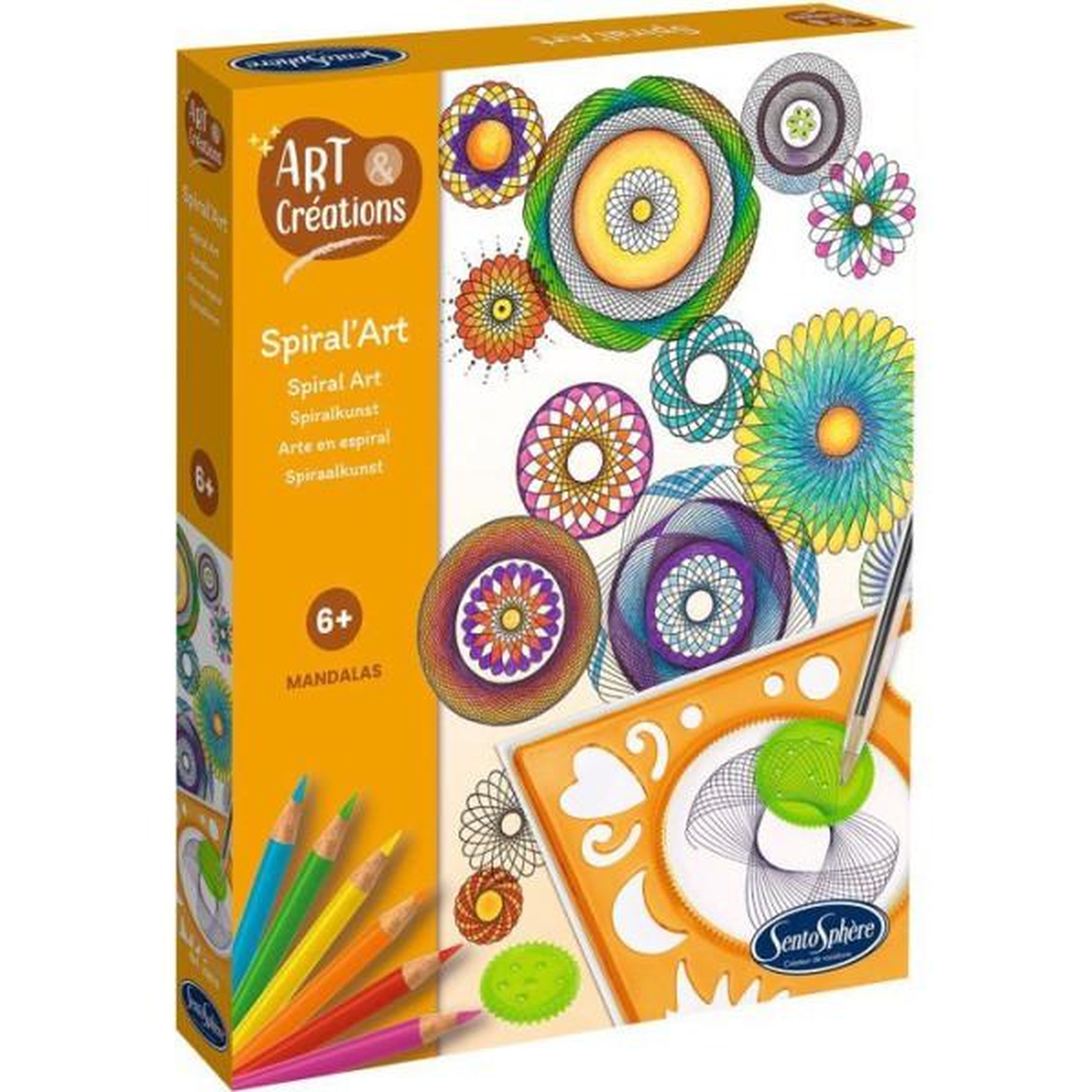Voir la diapositive 1 : Sentosphere Réaliser Ellipses et Rosase multicolores - SENTOSPHERE - Art & Créations Spiral'Art - 6 roues fournies - Des 6 ans