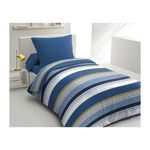 HOME LINGE PASSION Parure de couette microfibre HOME PASSION STANIS - 1 housse de couette 140 x 200 cm + 1 taie d'oreiller 63 x 63 cm - Bleu