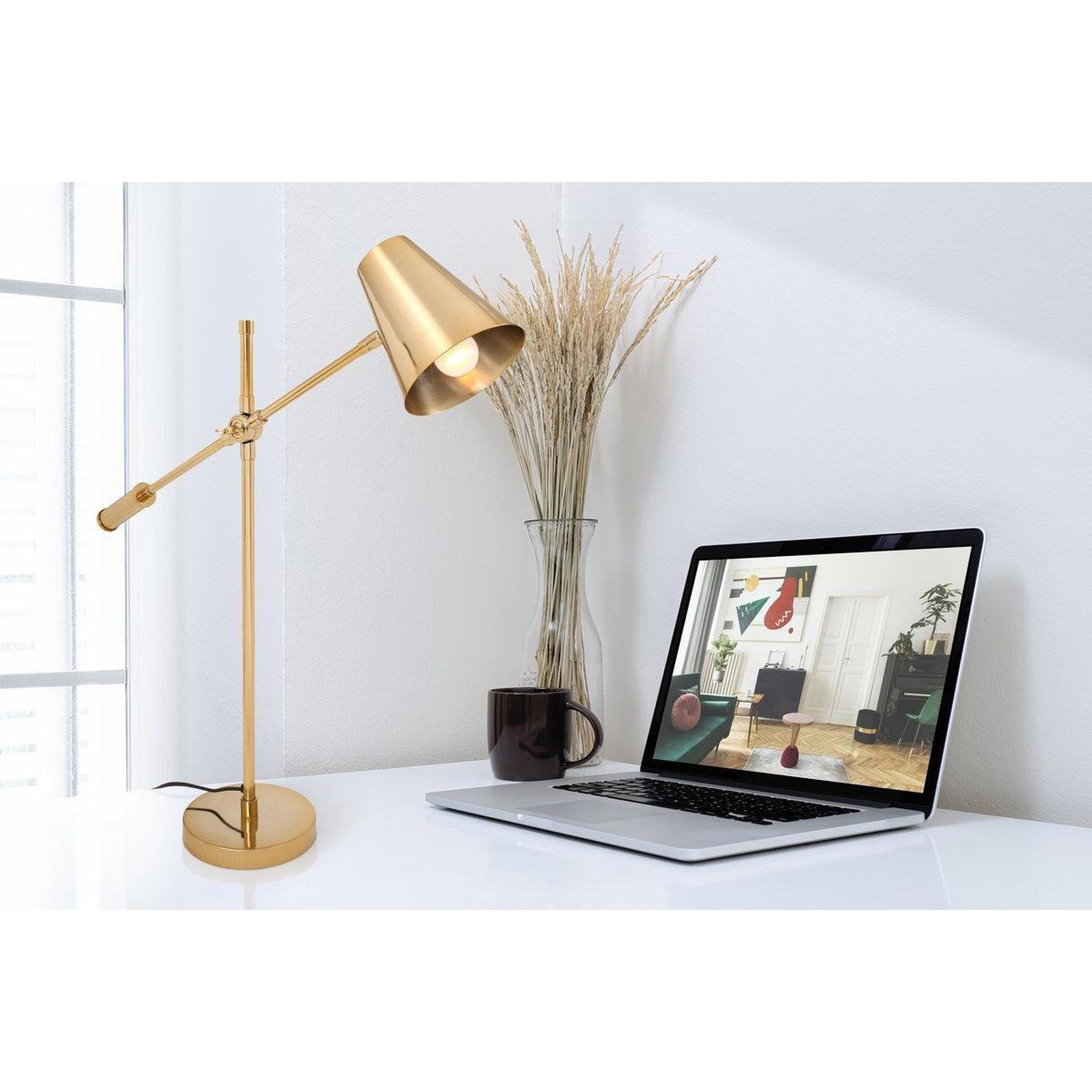Voir la diapositive 5 : Paris Prix Lampe à poser industriel  celeste  74cm or