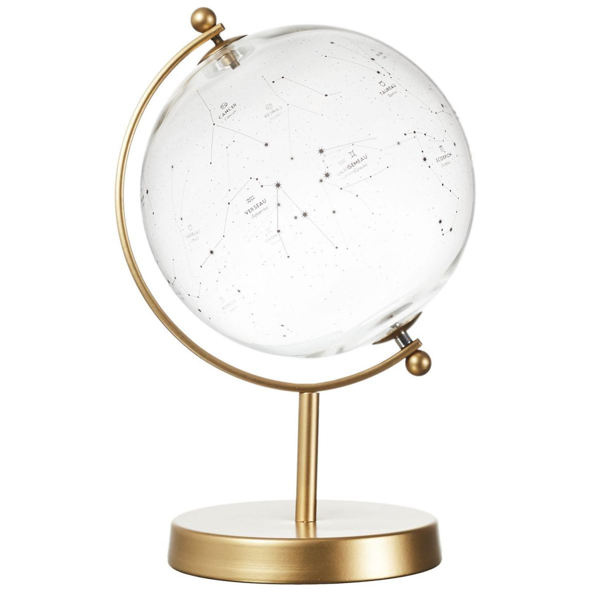 Voir la diapositive 1 : The Home Deco Factory Globe déco en verre  constellations  24cm or
