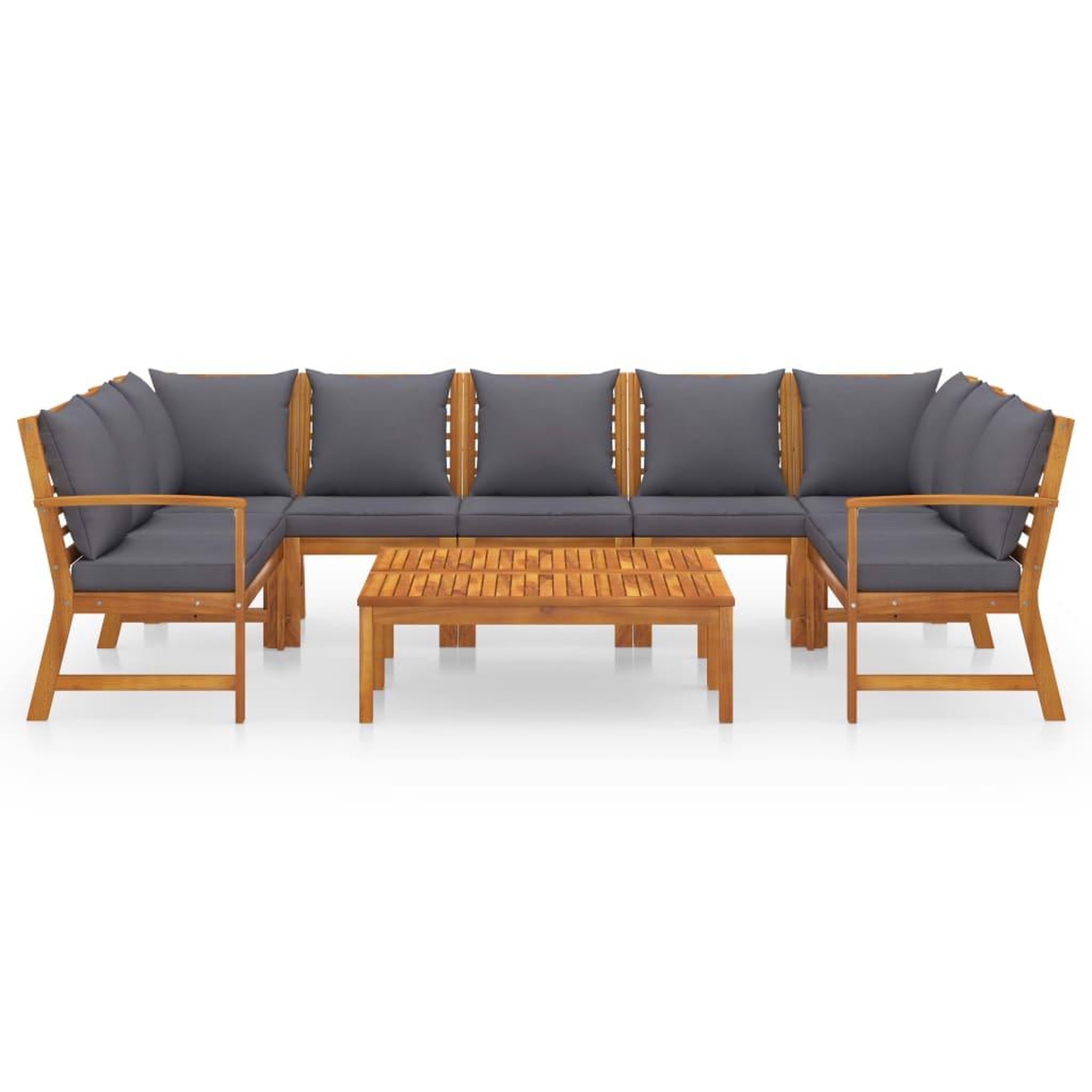 Voir la diapositive 3 : VIDAXL Salon de jardin 9 pcs avec coussin Bois d'acacia solide