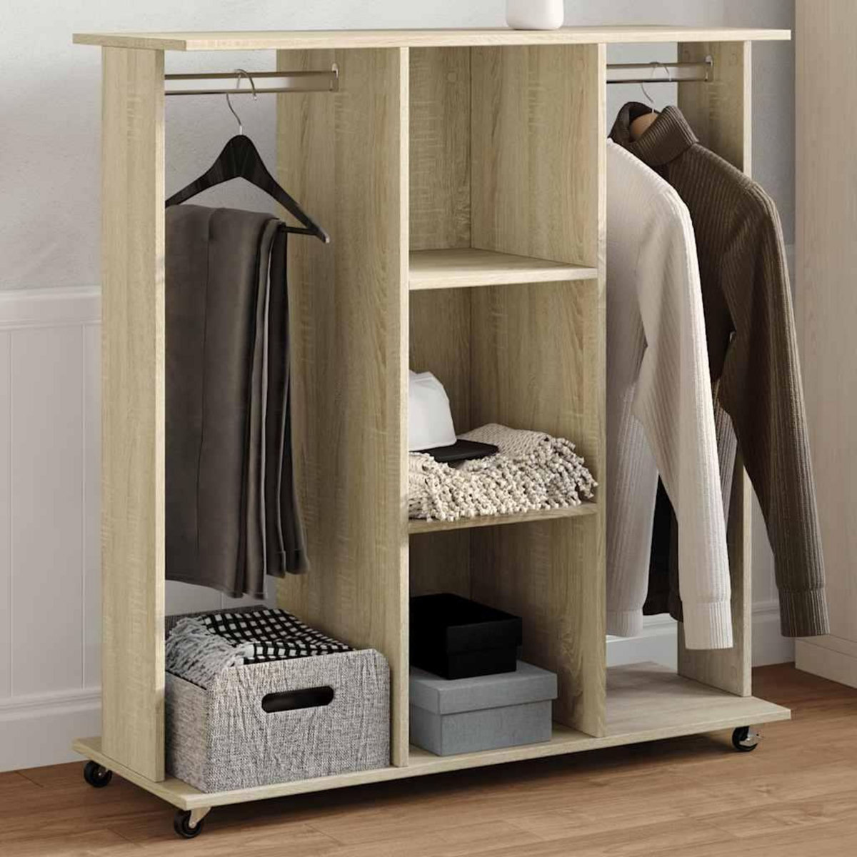 VIDAXL Garde-robe avec roues chene sonoma 102x38x110cm bois ingenierie