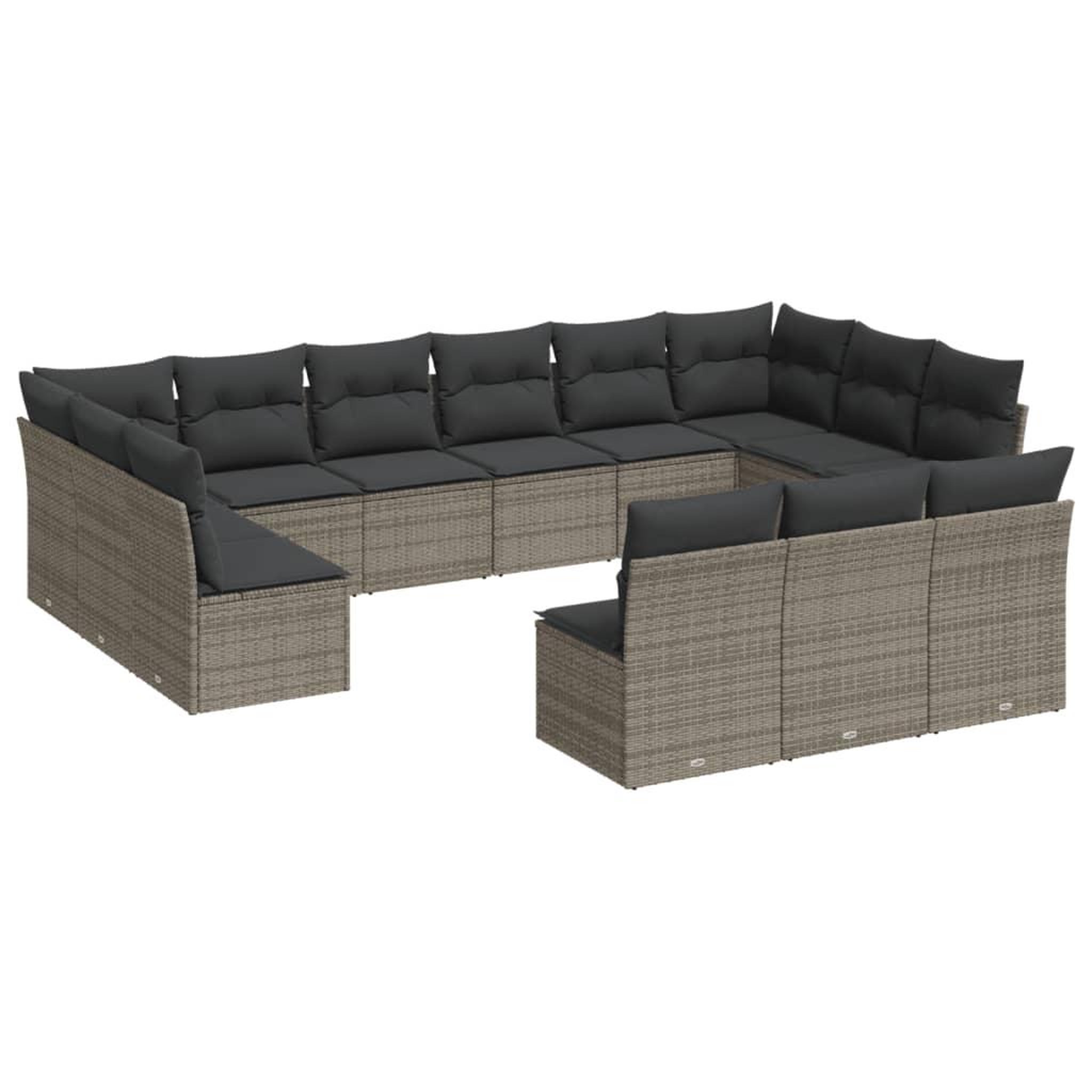 Voir la diapositive 2 : VIDAXL Salon de jardin avec coussins 13 pcs gris resine tressee