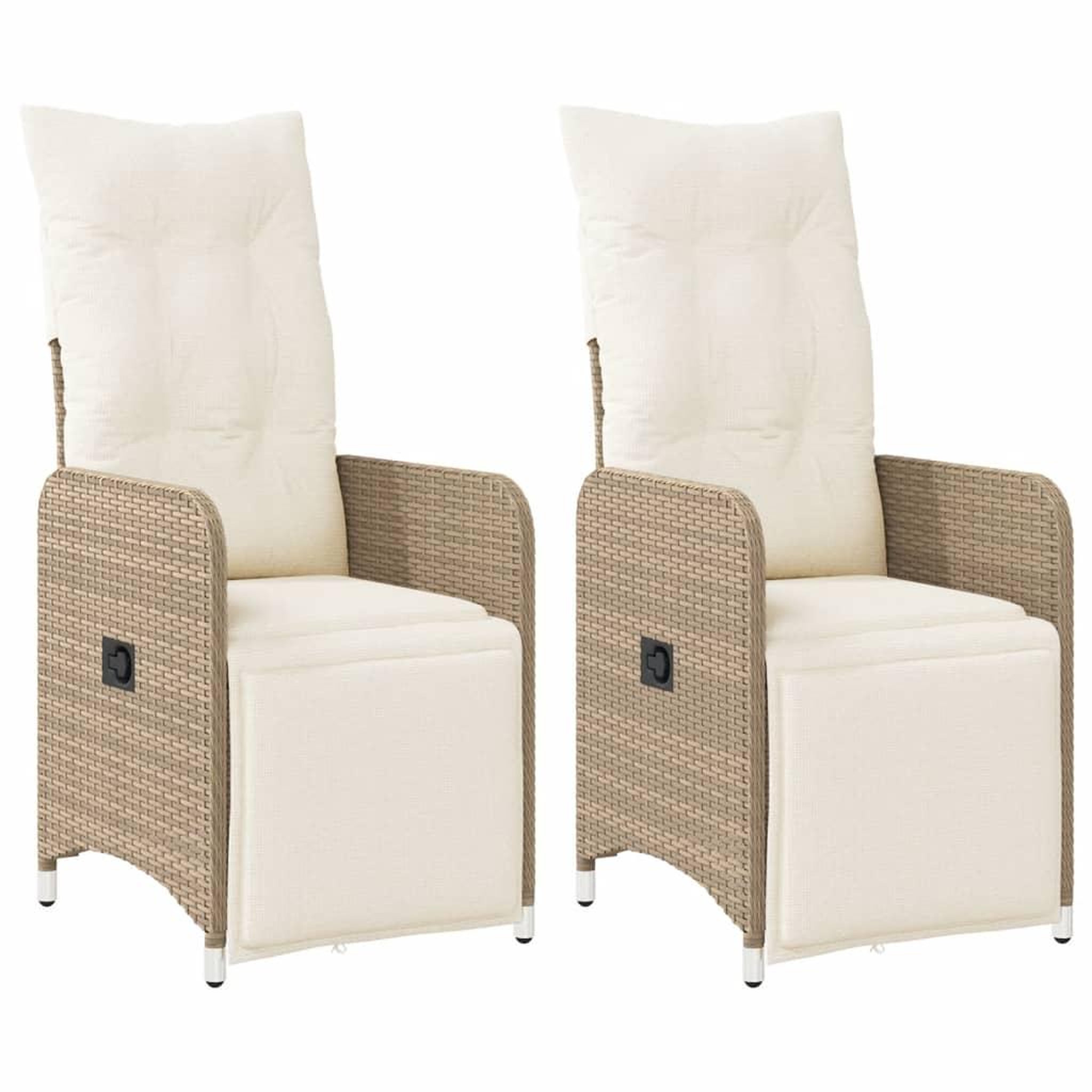 Voir la diapositive 2 : VIDAXL Chaises inclinables de jardin lot de 2 et coussins beige rotin
