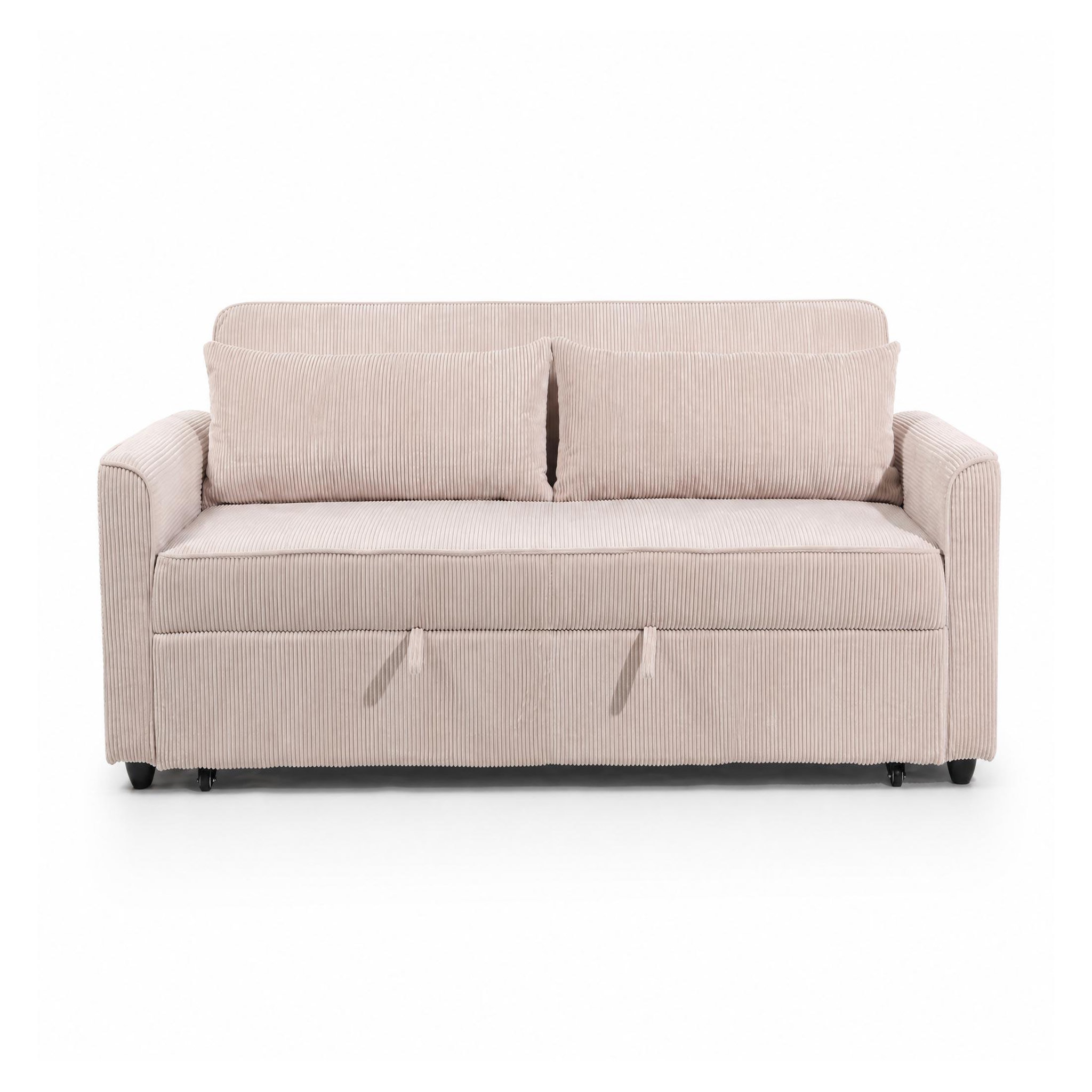 Voir la diapositive 1 : BEST MOBILIER Ernest - canapé droit 3 places convertible en velours côtelé