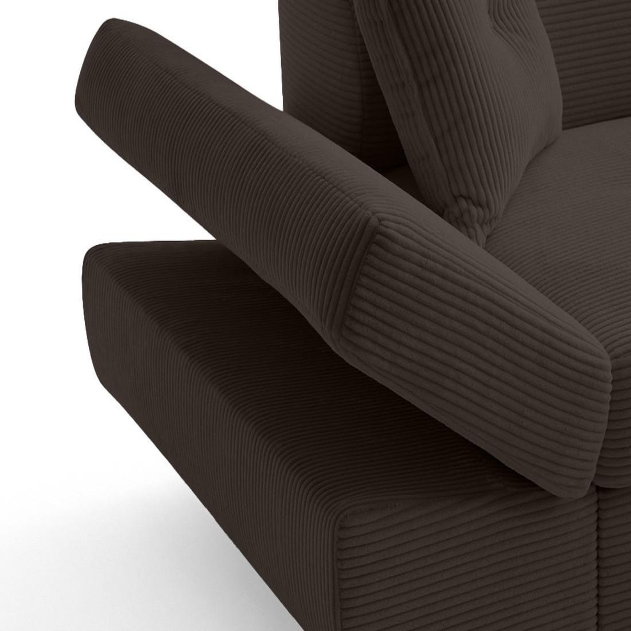 Voir la diapositive 4 : BEST MOBILIER Lisbona - canapé d'angle droit 5 places convertible avec têtières en velours côtelé