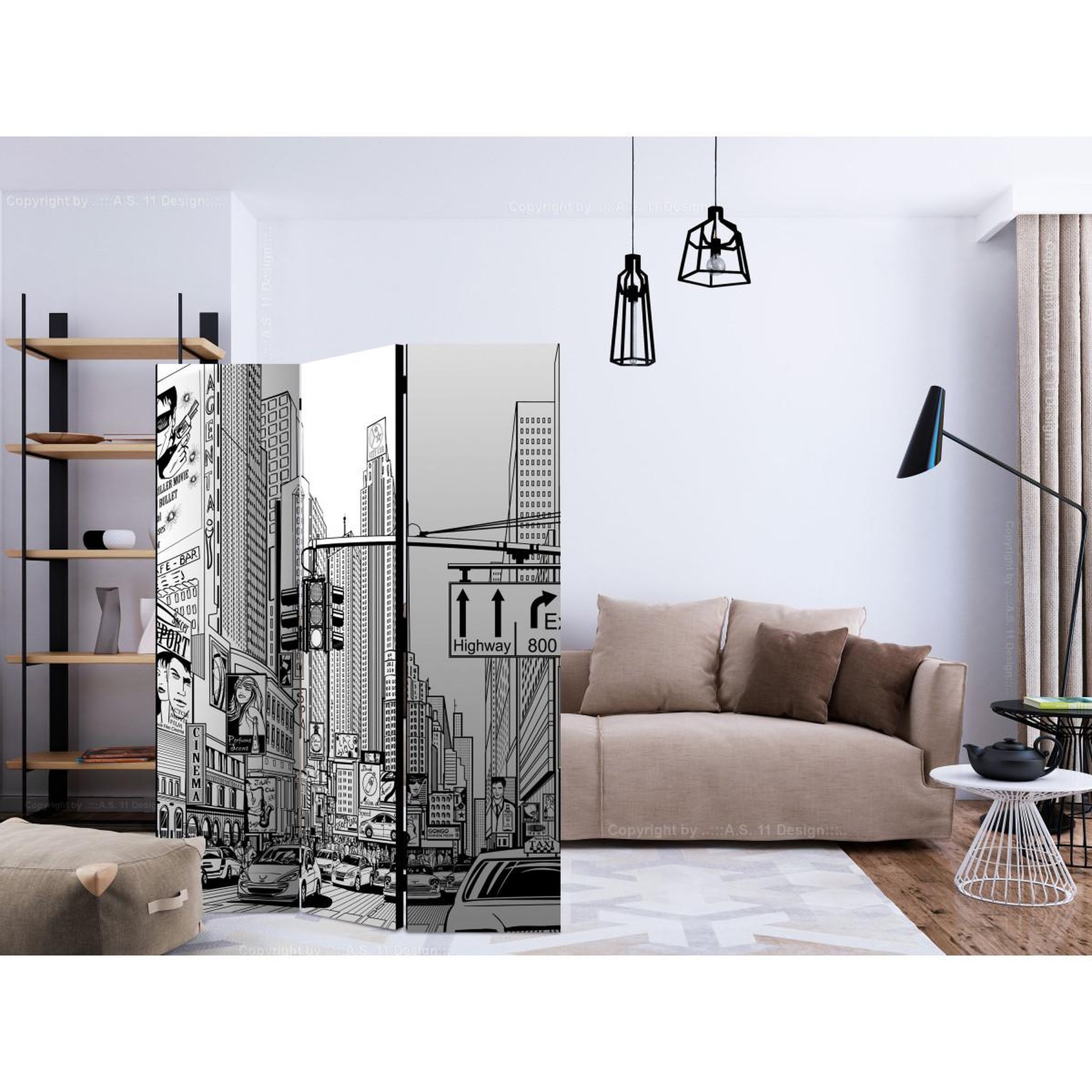 Voir la diapositive 2 : Paris Prix Paravent 3 Volets  Street in New York City  135x172cm