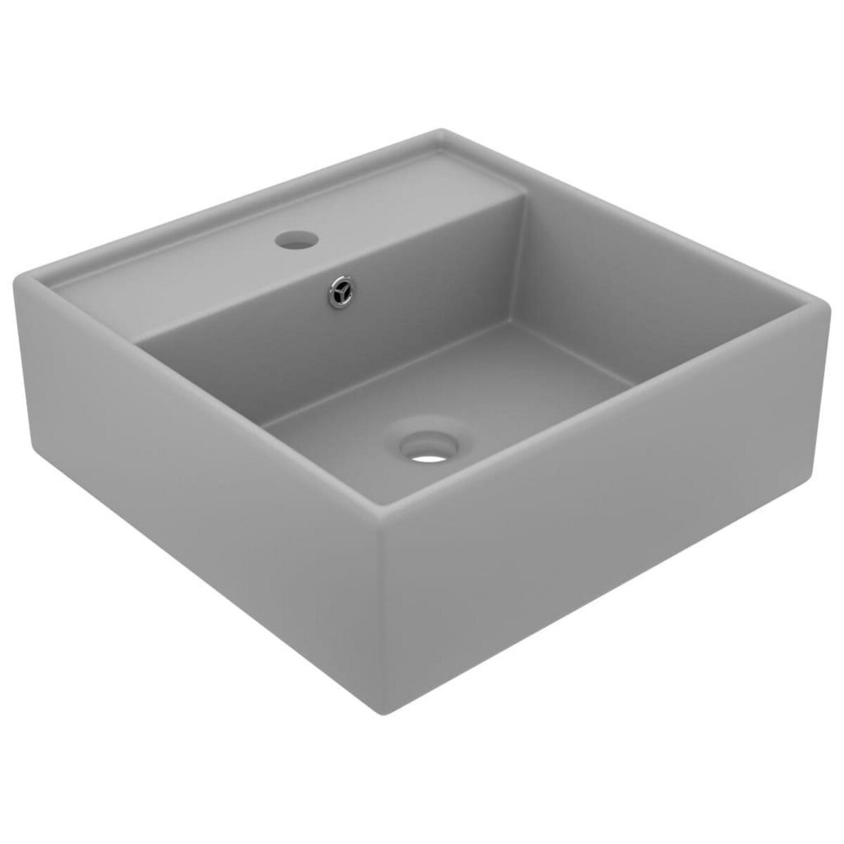 VIDAXL Lavabo carre a trop-plein Gris clair mat 41x41 cm Ceramique