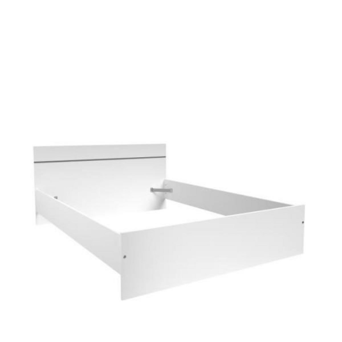 PARISOT Chambre complete BOSTON : Lit adulte 140x190 + Commode + 2 Chevets - Décor blanc - Fabriqué en France