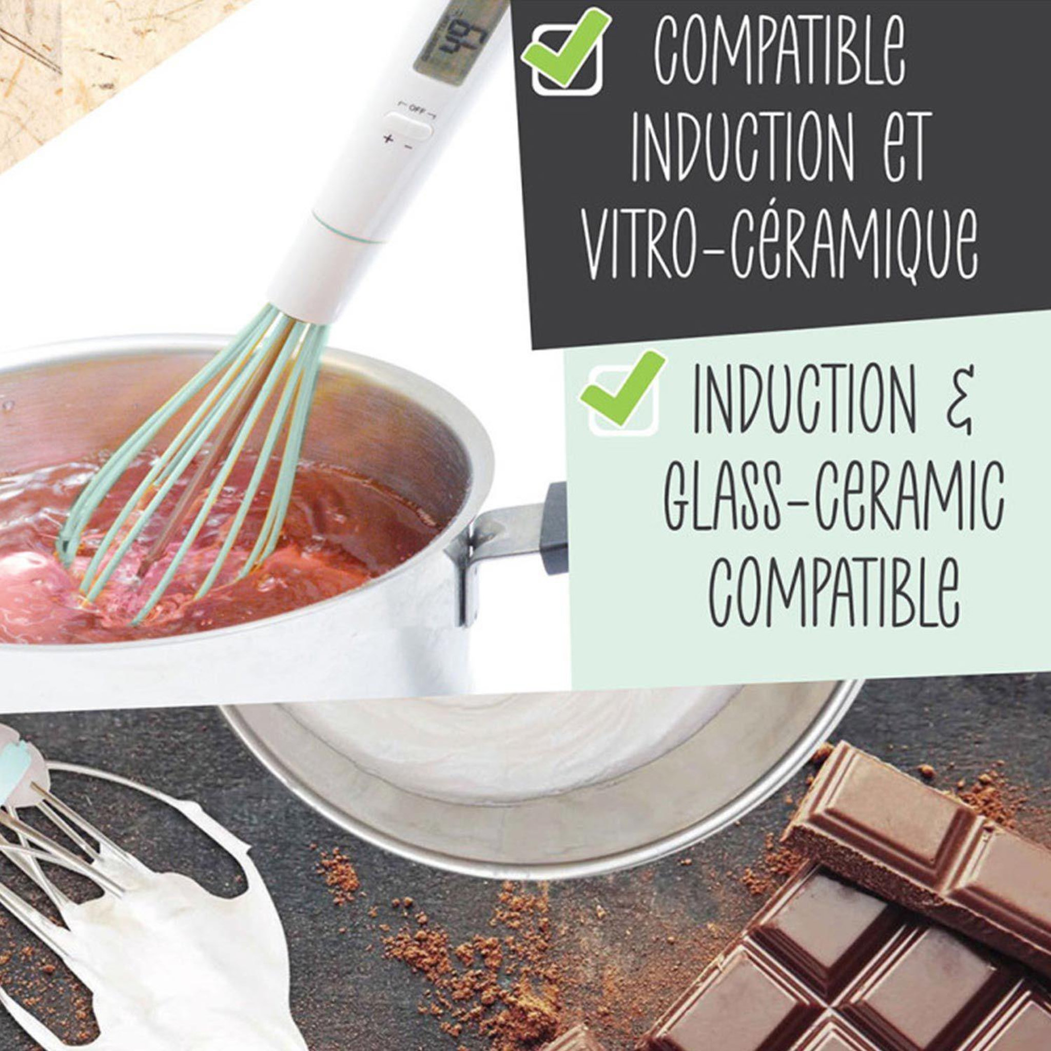 Voir la diapositive 2 : SCRAPCOOKING Fouet et thermomètre 2 en 1 pour pâtisserie