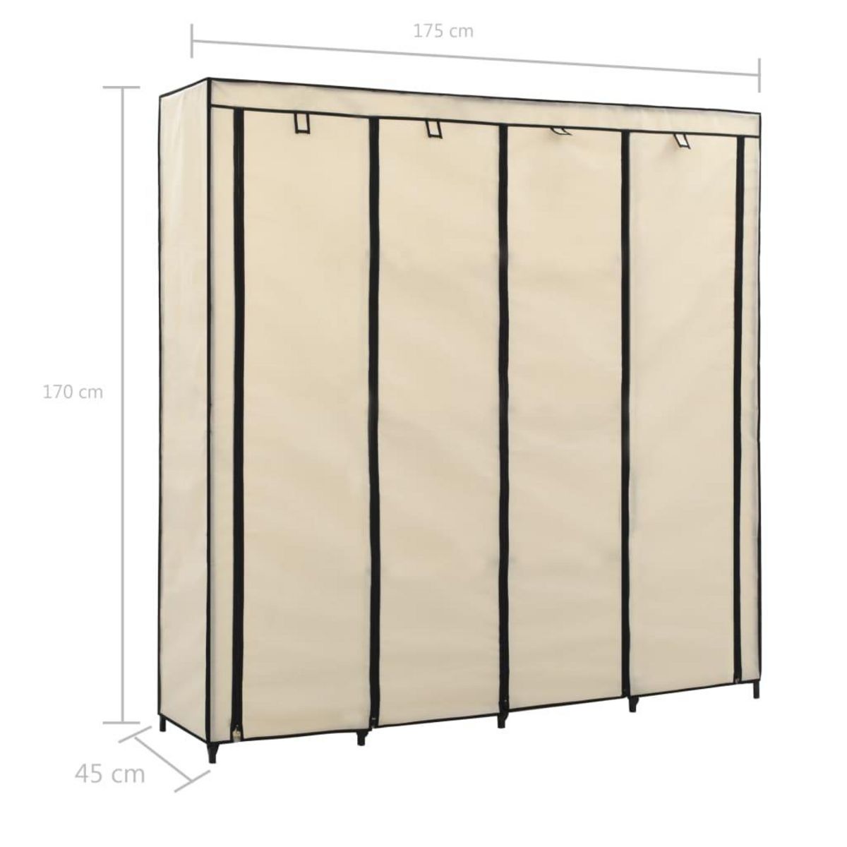 VIDAXL Garde-robe avec 4 compartiments Creme 175x45x170 cm