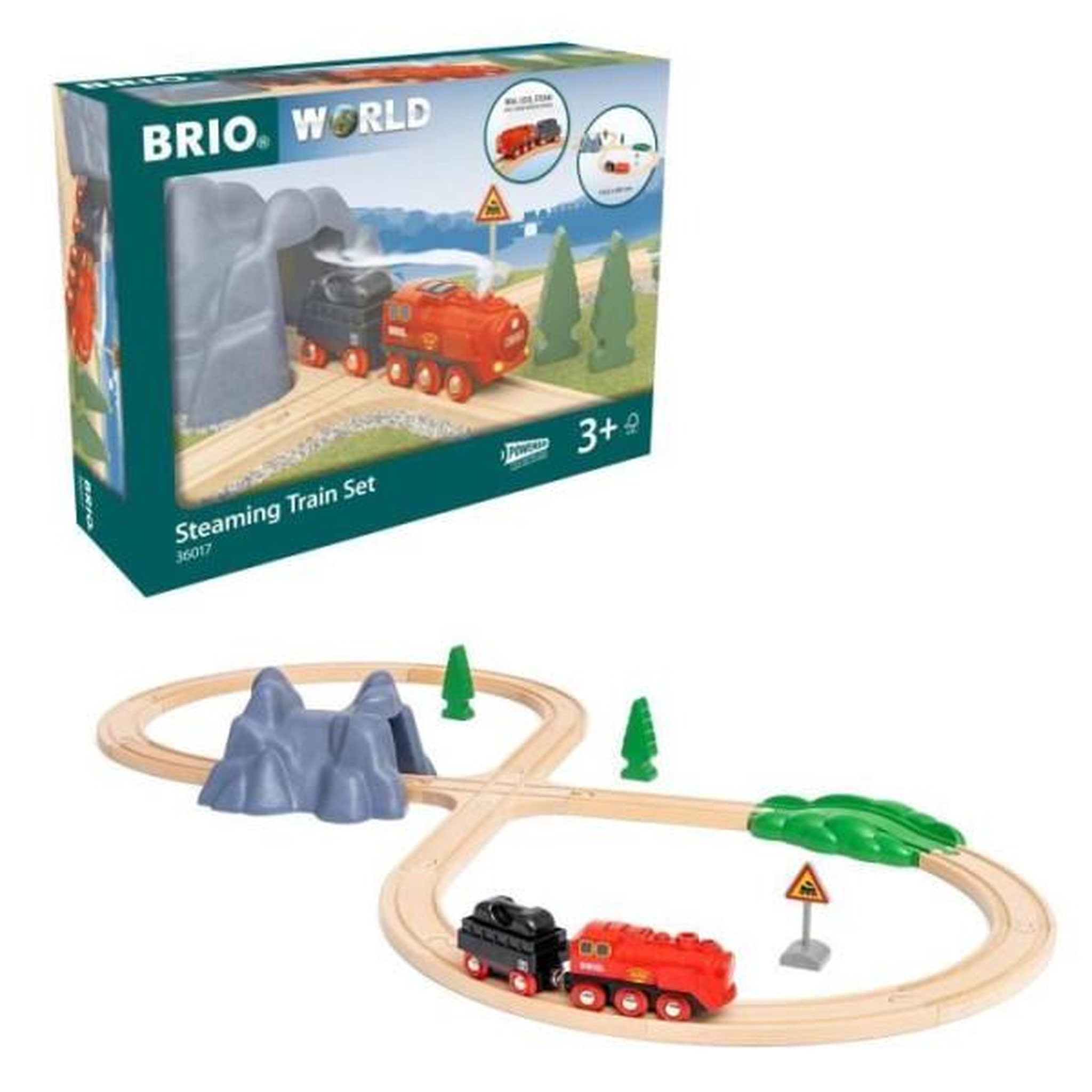 RAVENSBURGER Circuit locomotive a piles a vapeur - brio world - 36017 - circuit en bois - rouge