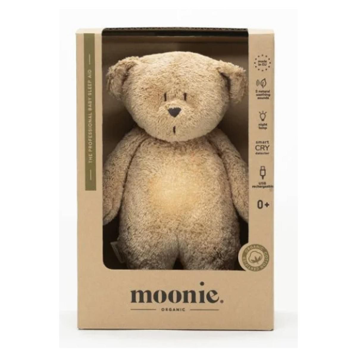 BB&CO Moonie – ourson nature bio avec sons et lumieres cappuccino