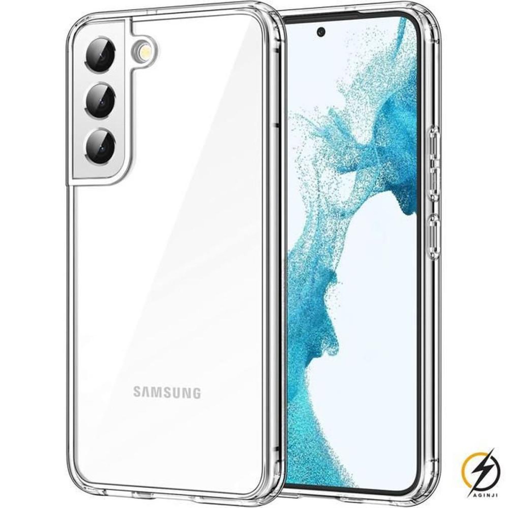 Voir la diapositive 1 : Coque de téléphone transparente anti-chocs en TPU pour Samsung Galaxy S22 5G 6,1 pouces, bords relevés et découpes précises pour haut-parleur, caméra et ports