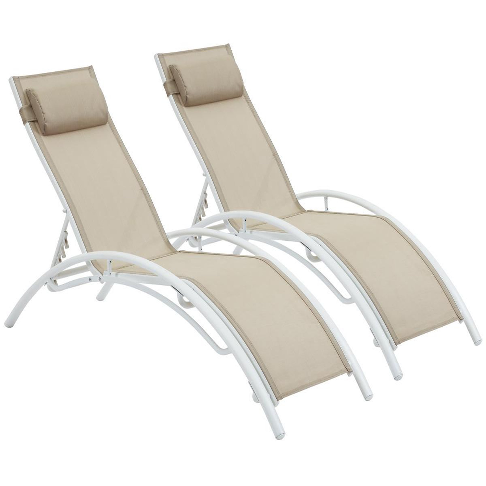Voir la diapositive 1 : Habitat et Jardin Bain de soleil en aluminium  Beauty  - Phoenix - Beige - Lot de 2