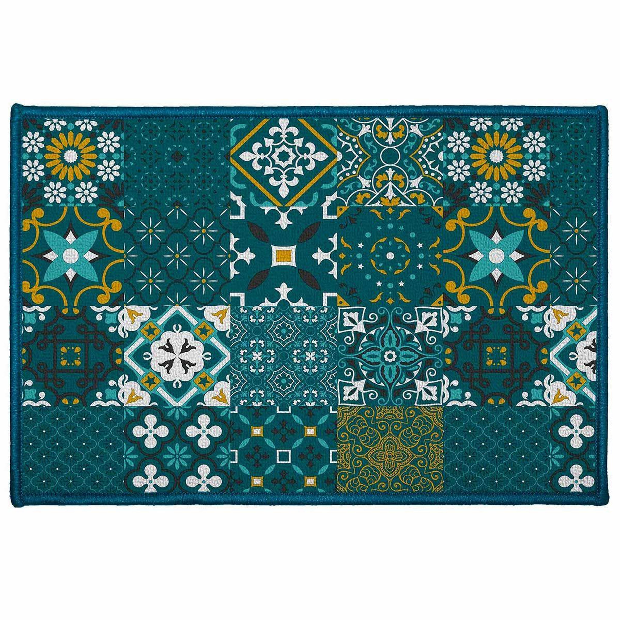 Douceur d'Intérieur Tapis déco imprimé  taormina  50x80cm bleu