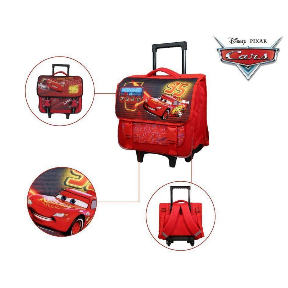 Bagtrotter BAGTROTTER Cartable à roulettes 38 cm Disney Cars Rouge