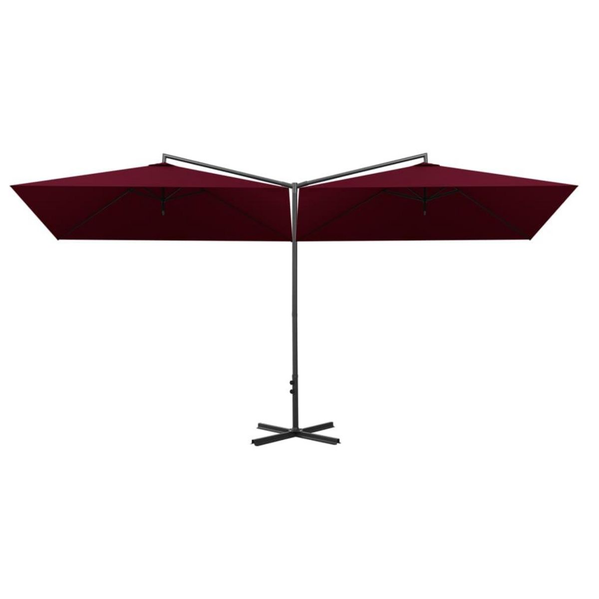 VIDAXL Parasol de jardin double avec mat en acier rouge bordeaux