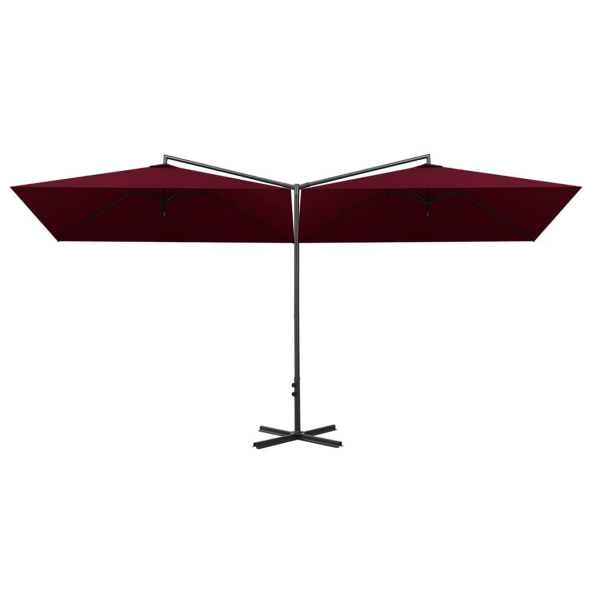 VIDAXL Parasol de jardin double avec mat en acier rouge bordeaux