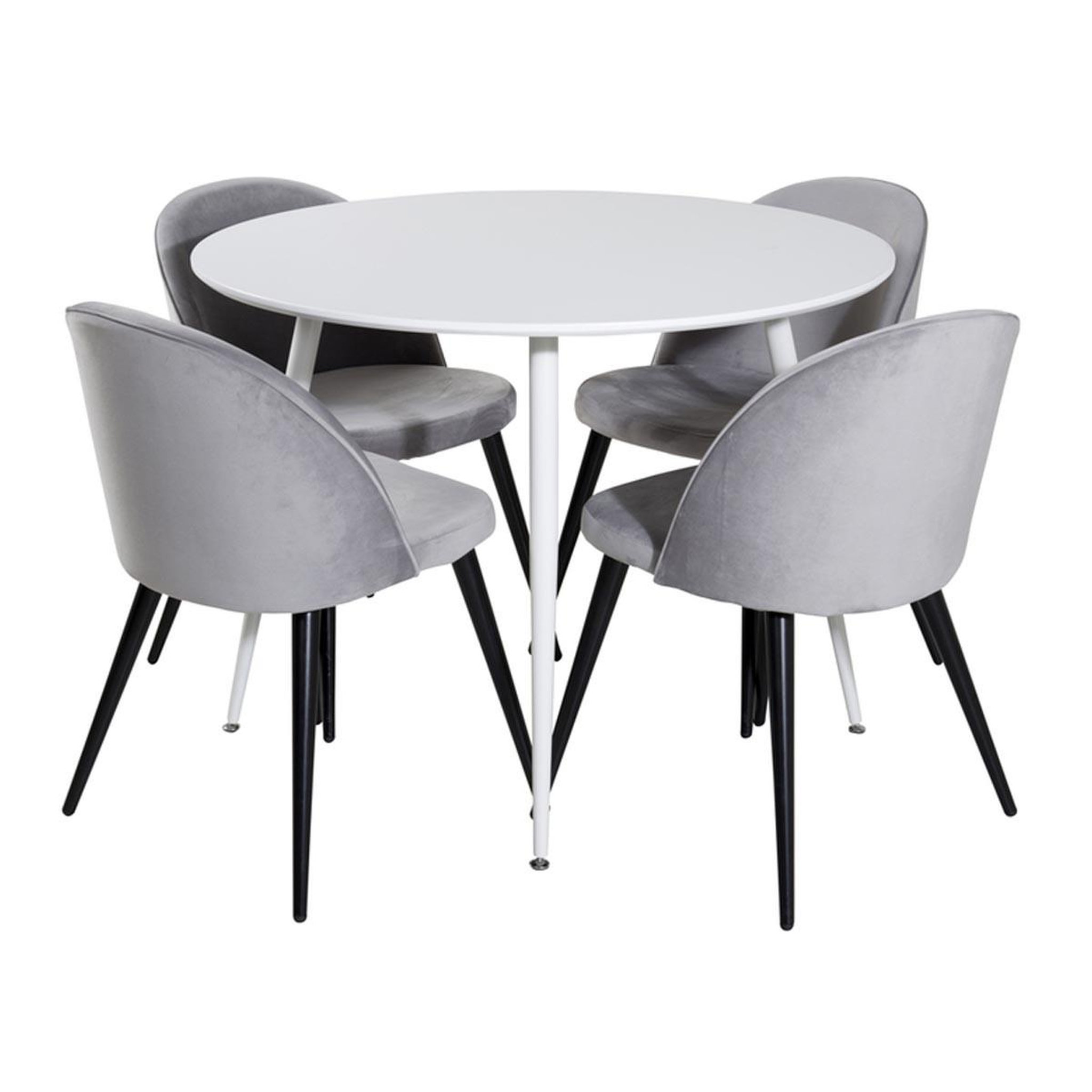 Paris Prix Ensemble table à manger & 4 chaises  plaza i & velvet  100cm blanc & gris