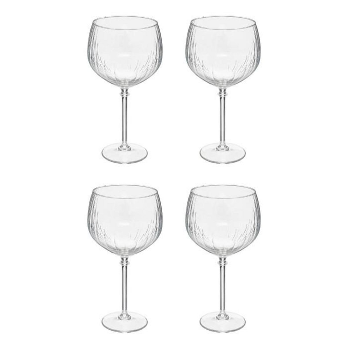 SECRET DE GOURMET Lot de 4 Verres à Gin  Strié  64cl Transparent