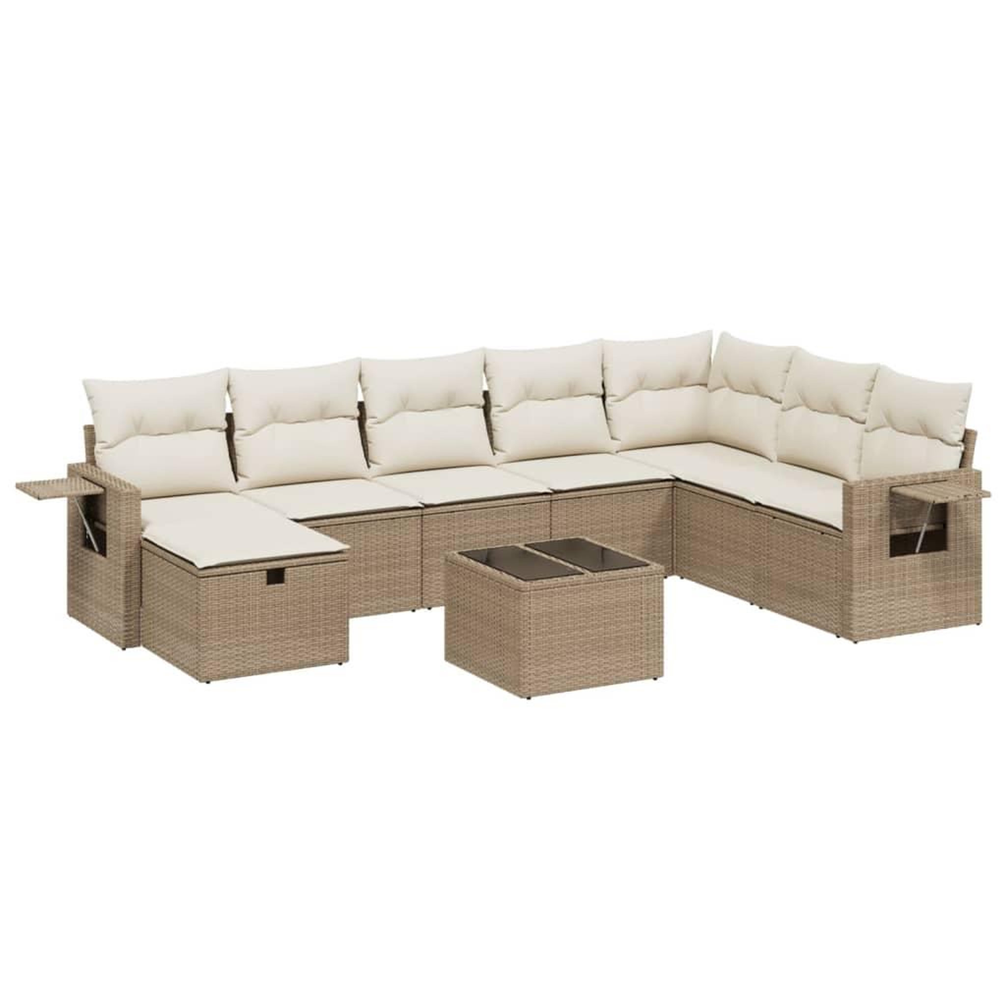 Voir la diapositive 2 : VIDAXL Salon de jardin avec coussins 9 pcs beige resine tressee