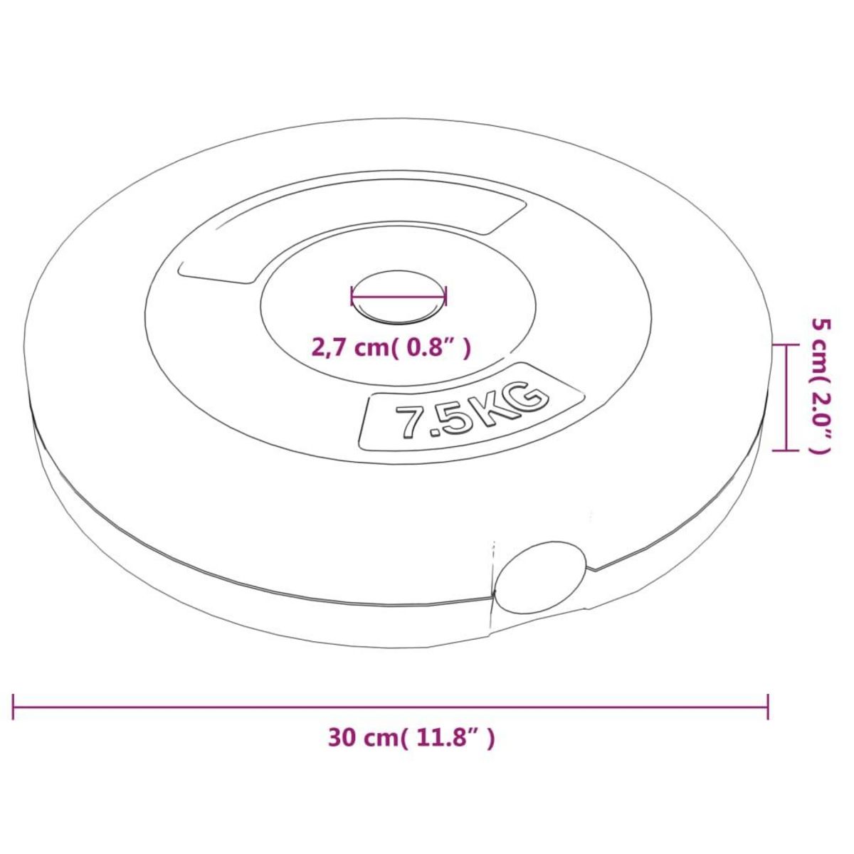 VIDAXL Plaques de poids 6 pcs 30 kg Beton