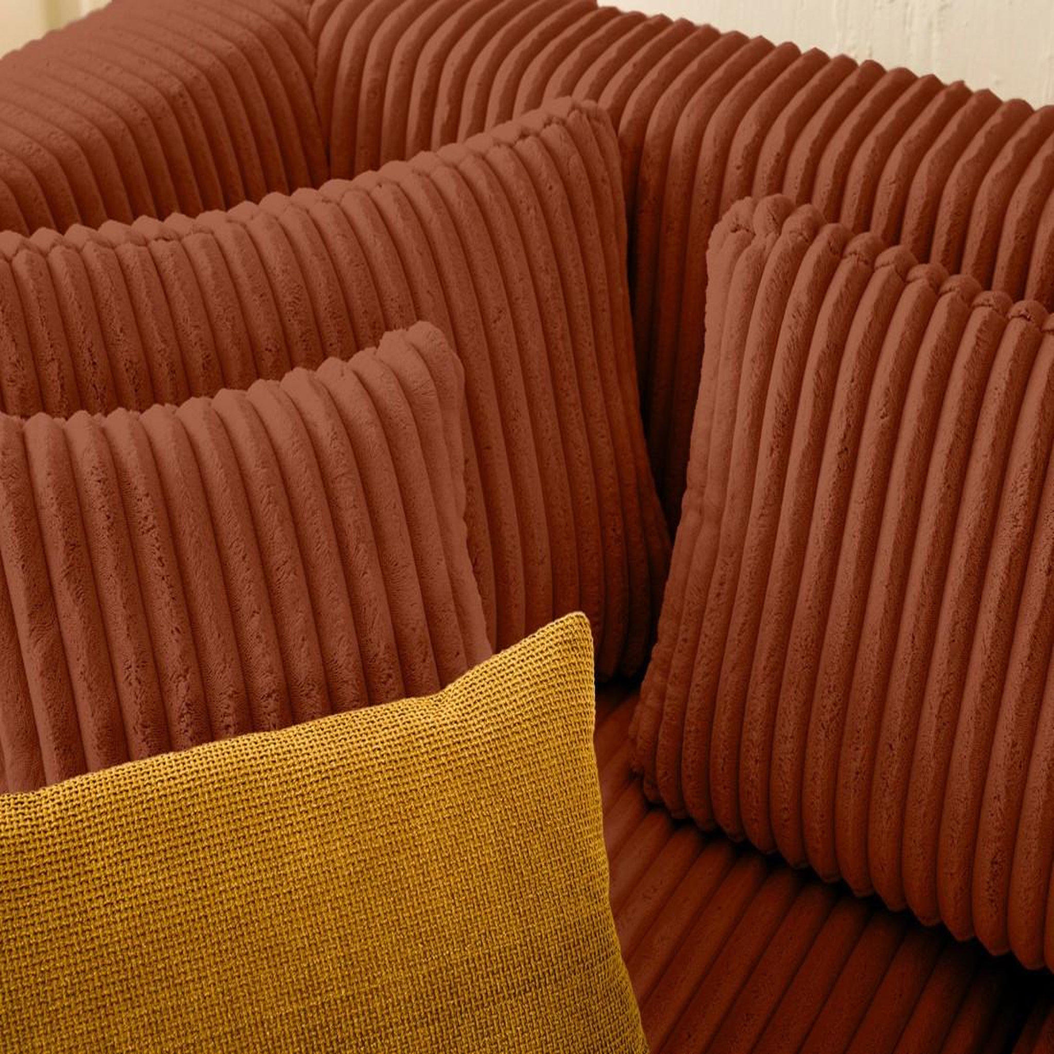 Voir la diapositive 4 : LISA DESIGN Victoire - canapé modulable d'angle gauche 4 places en velours côtelé grosses côtes