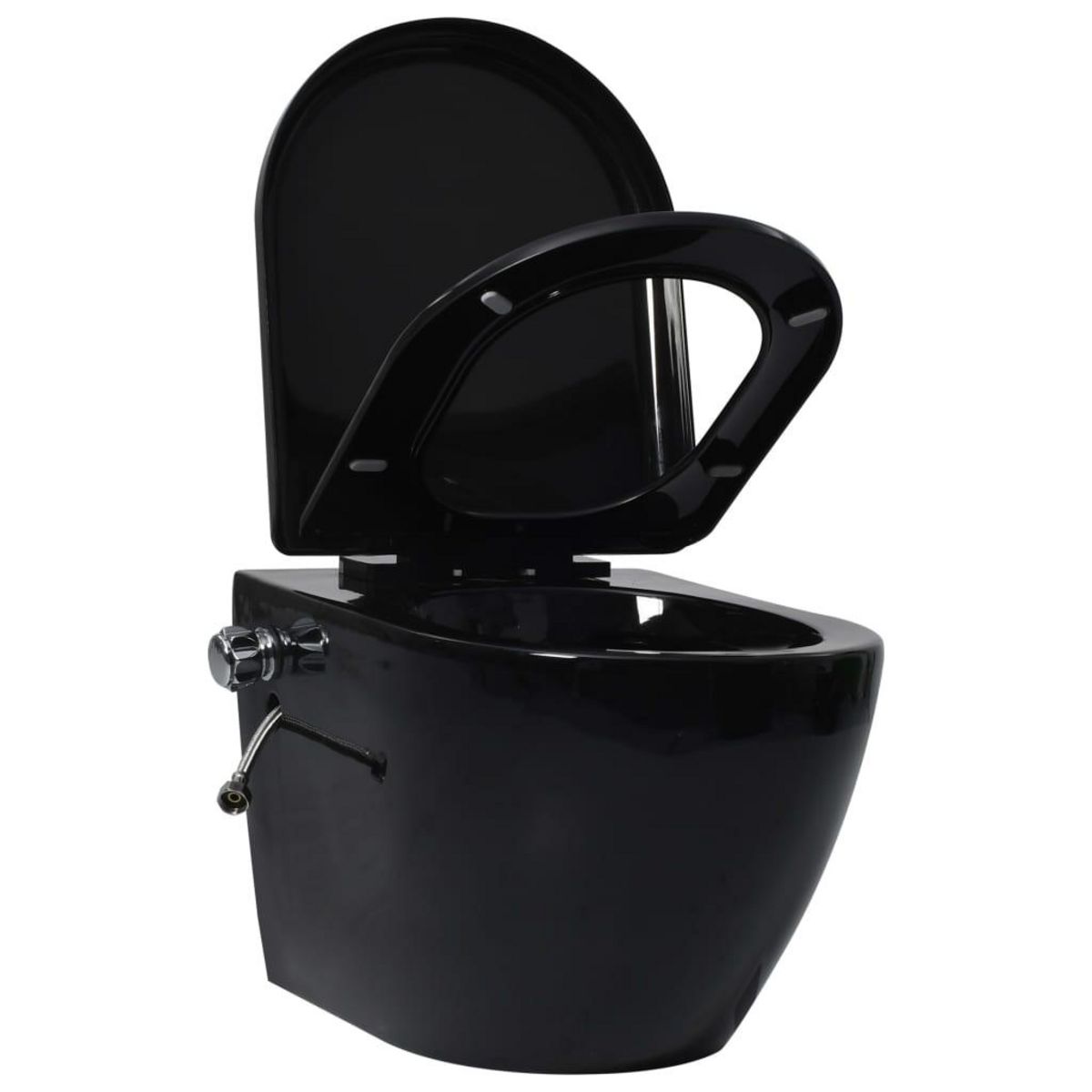 VIDAXL Toilette murale sans bord a fonction de bidet Ceramique Noir