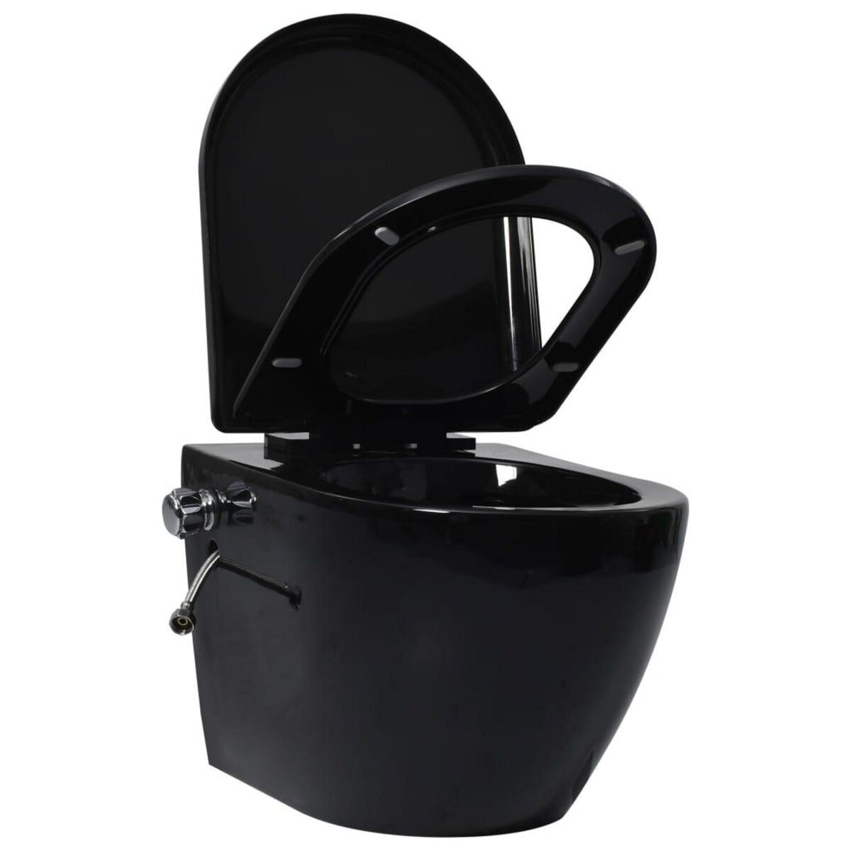 VIDAXL Toilette murale sans bord a fonction de bidet Ceramique Noir