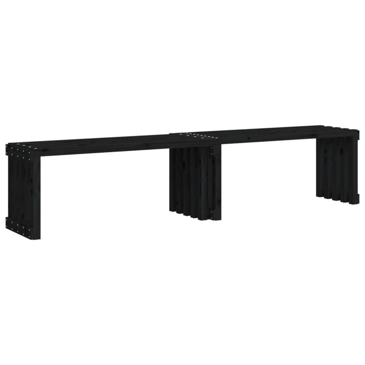 VIDAXL Banc de jardin extensible noir 212,5x40,5x45 cm bois massif pin