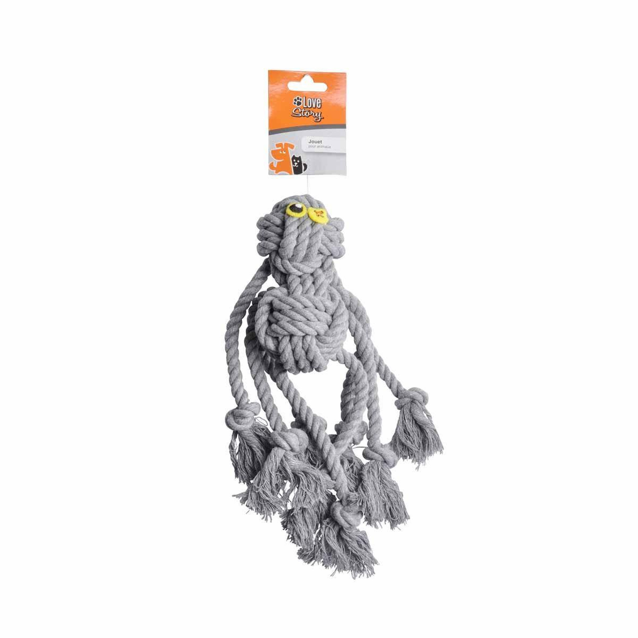 Voir la diapositive 2 : LOVE STORY Jouet à Corde pour Chien  Araignée  30cm Gris