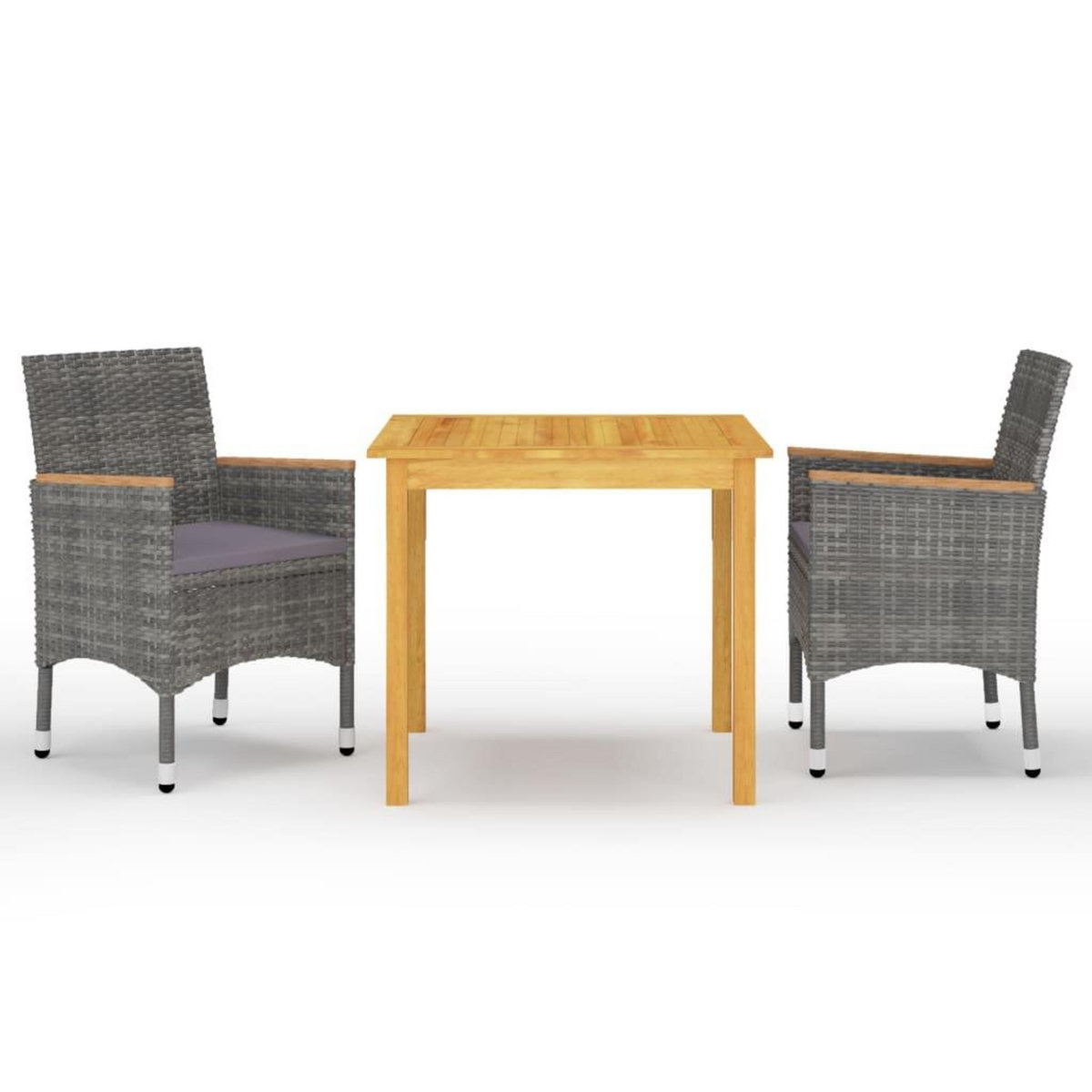 VIDAXL Ensemble a manger de jardin 3 pcs Gris