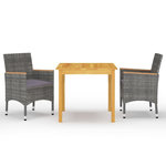 VIDAXL Ensemble a manger de jardin 3 pcs Gris