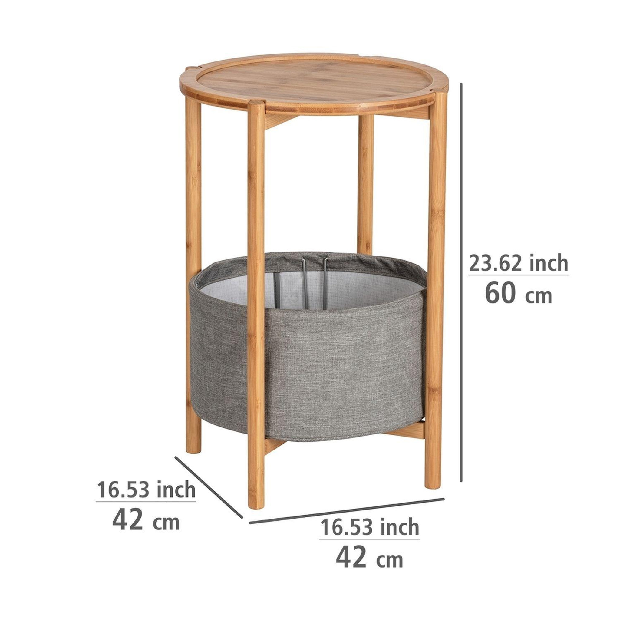 Voir la diapositive 3 : Wenko Table d'appoint bahari avec panier, en bambou - gris