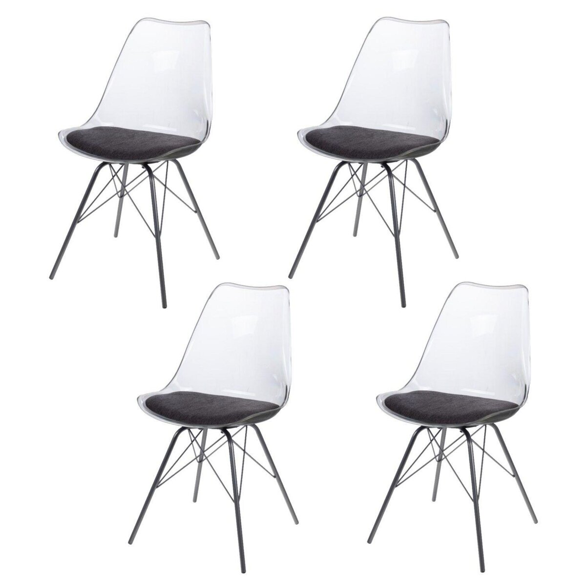 Amadeus Lot de 4 chaises Diane avec coussin d'assise