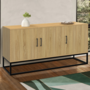 Voir la diapositive 2 : ID MARKET Buffet bas 113 cm DETROIT 3 portes bois et noir design industriel