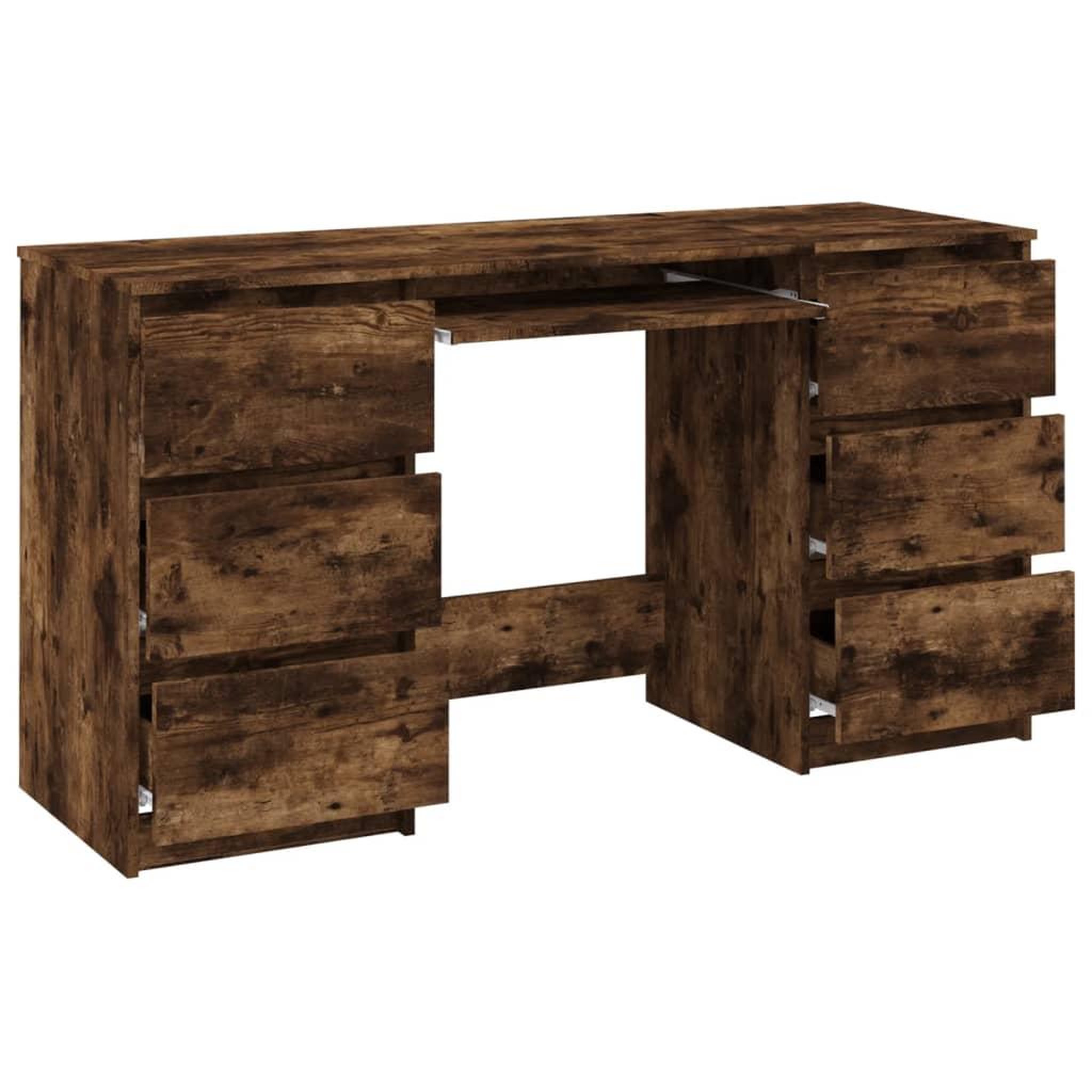 Voir la diapositive 5 : VIDAXL Bureau Chene fume 140x50x77 cm Bois d'ingenierie