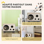 Voir la diapositive 4 : PAWHUT Niche grattoir pour chat 2 en 1 - design radio transistor vintage - carton ondulé
