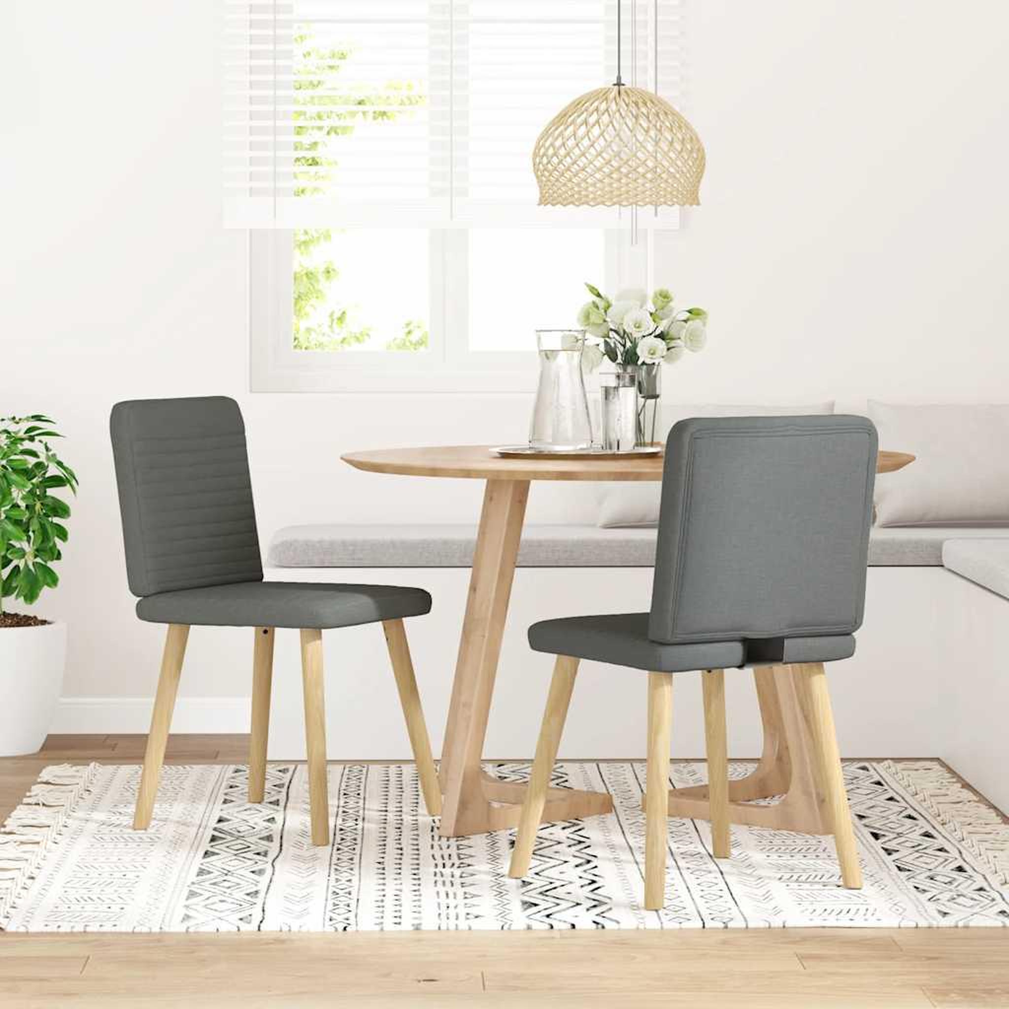 Voir la diapositive 2 : VIDAXL Chaises a manger lot de 2 gris fonce tissu